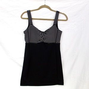 Lululemon Aria Tank ll, Black and White Horizontal Stripes Size 8